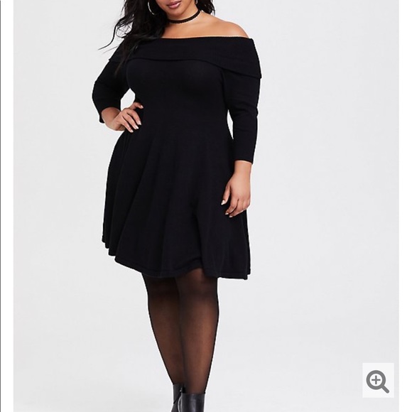 Torrid Black Off the Shoulder Sweater Dress - Picture 2 of 2